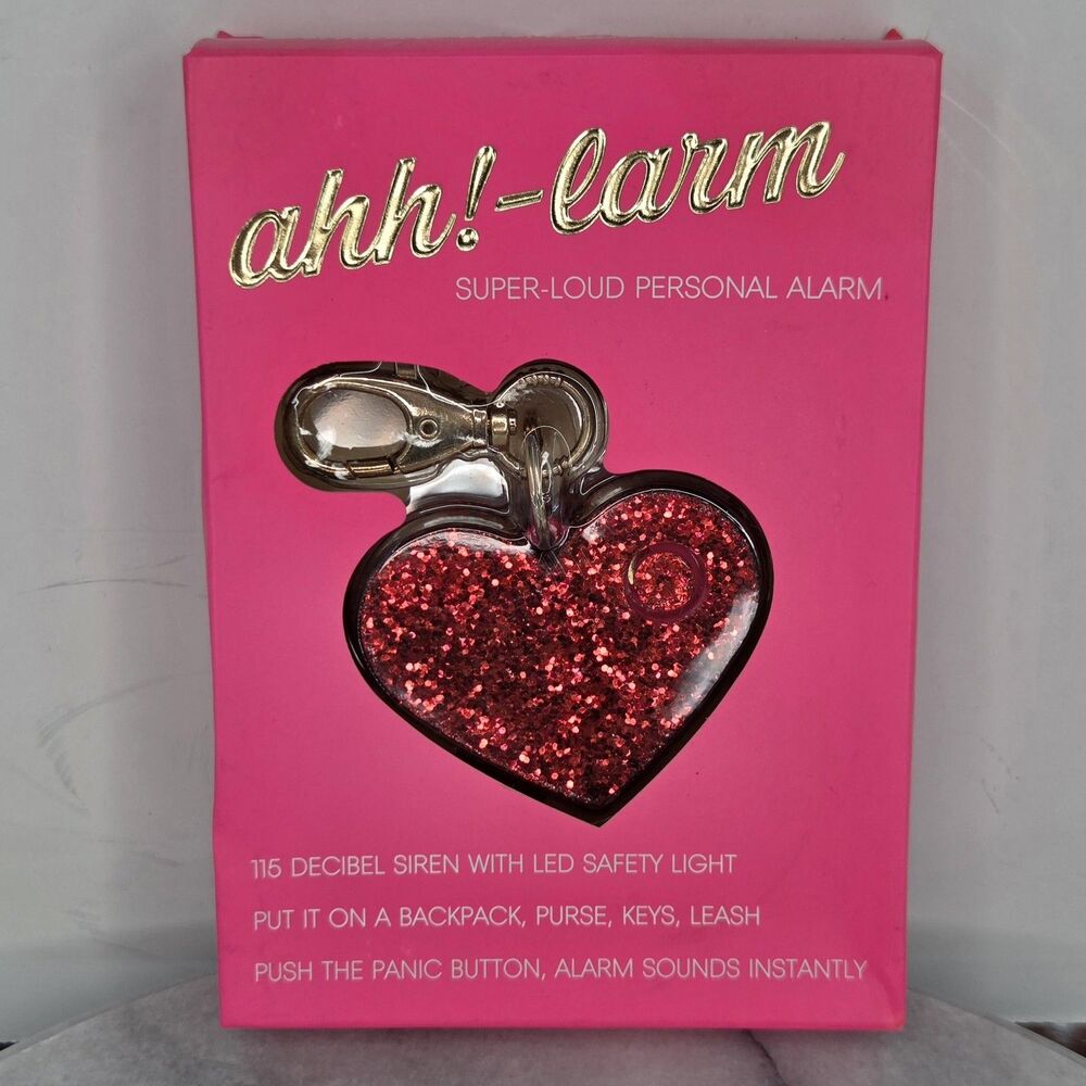 Blingsting Ahh!-Larm Personal Alarm 115dB Heart Keychain Red Glitter LED Light